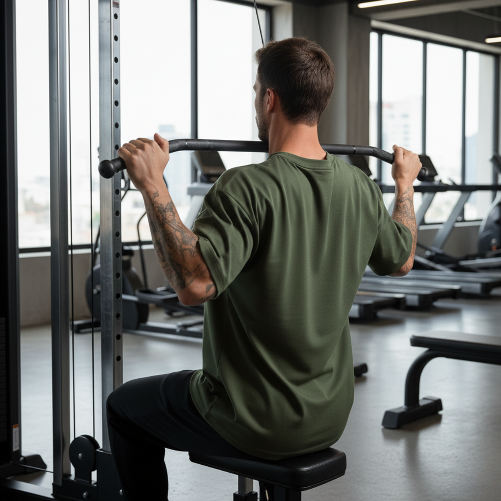 Man exercising on a machine in a gym setting