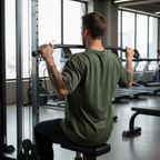 Man exercising on a machine in a gym setting