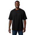 Man wearing a black t-shirt on a white background